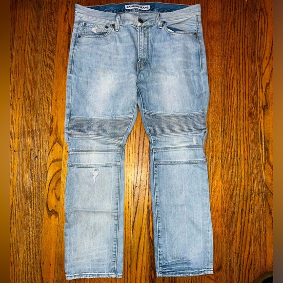 Express Men Moto Distressed Jeans - Picture 1 of 4